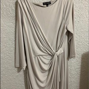 grey dress with cross detail in the front